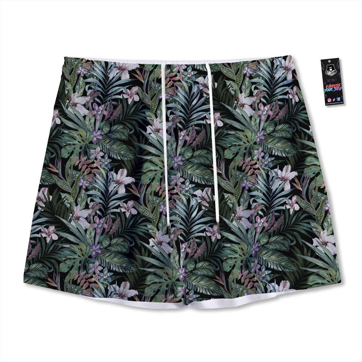Tropical Vintage Floral Print Pattern Mesh Shorts