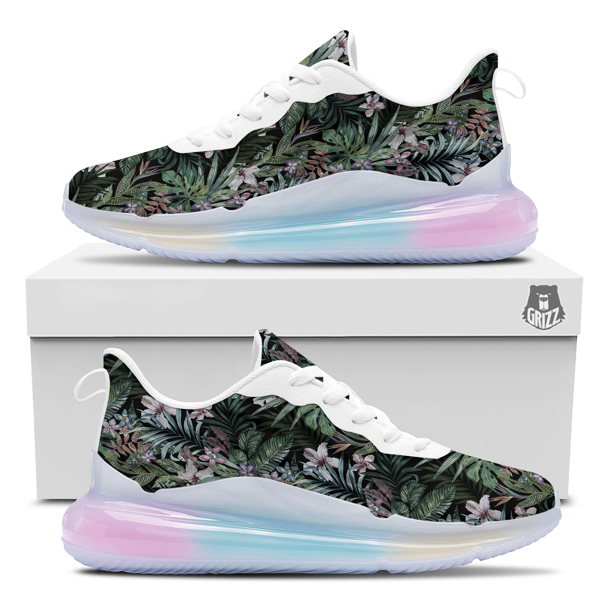 Tropical Vintage Floral Print Pattern Running Sneakers-grizzshop