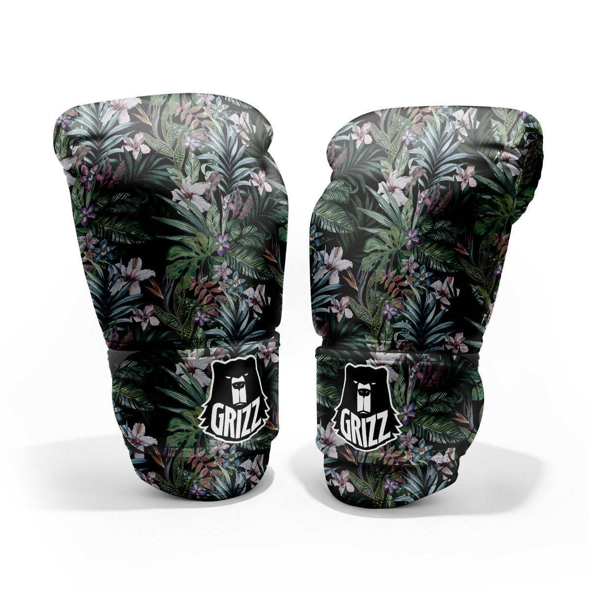 Tropical Vintage Floral Print Pattern Sparring Gloves-grizzshop