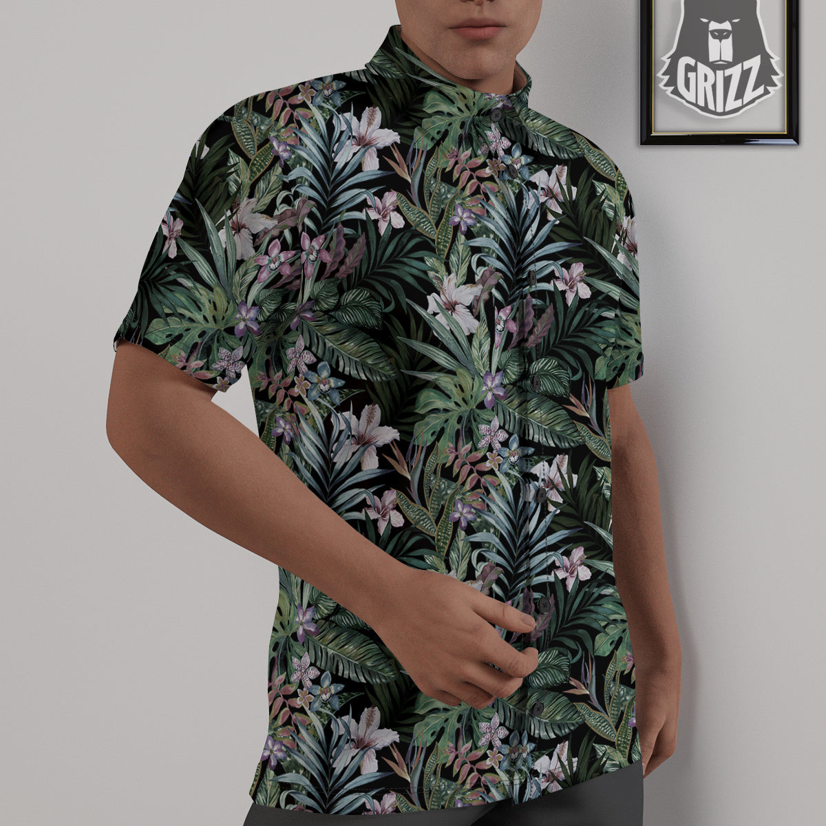Tropical Vintage Floral Print Pattern Untucked Shirts-grizzshop