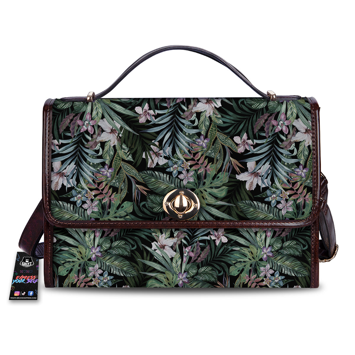 Tropical Vintage Floral Print Pattern Women's Satchel Bag-grizzshop