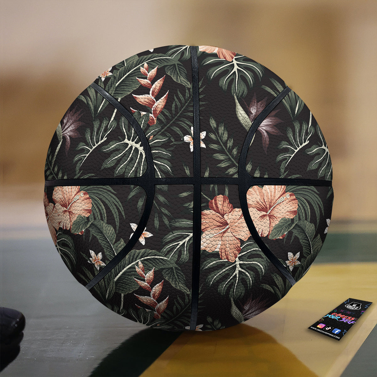 Tropical Watercolor Print Pattern Basketball-grizzshop
