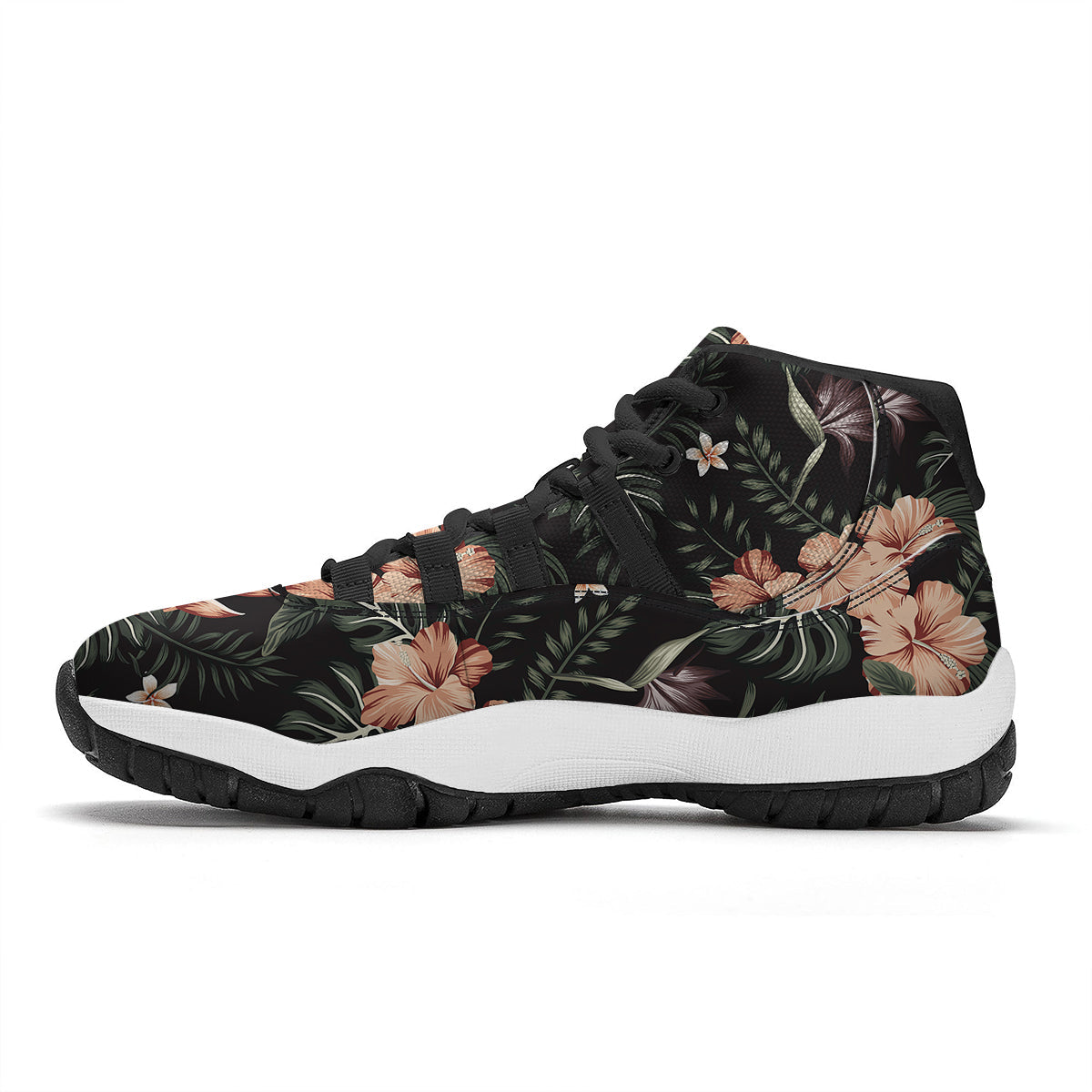 Tropical Watercolor Print Pattern Black Bball Shoes-grizzshop