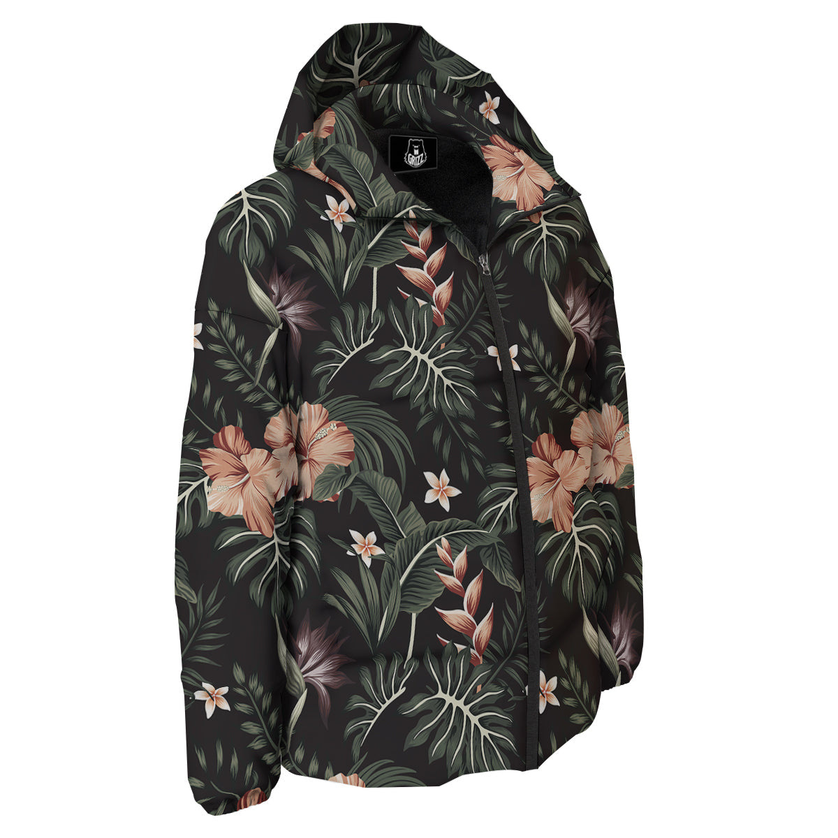 Tropical Watercolor Print Pattern Down Jacket-grizzshop