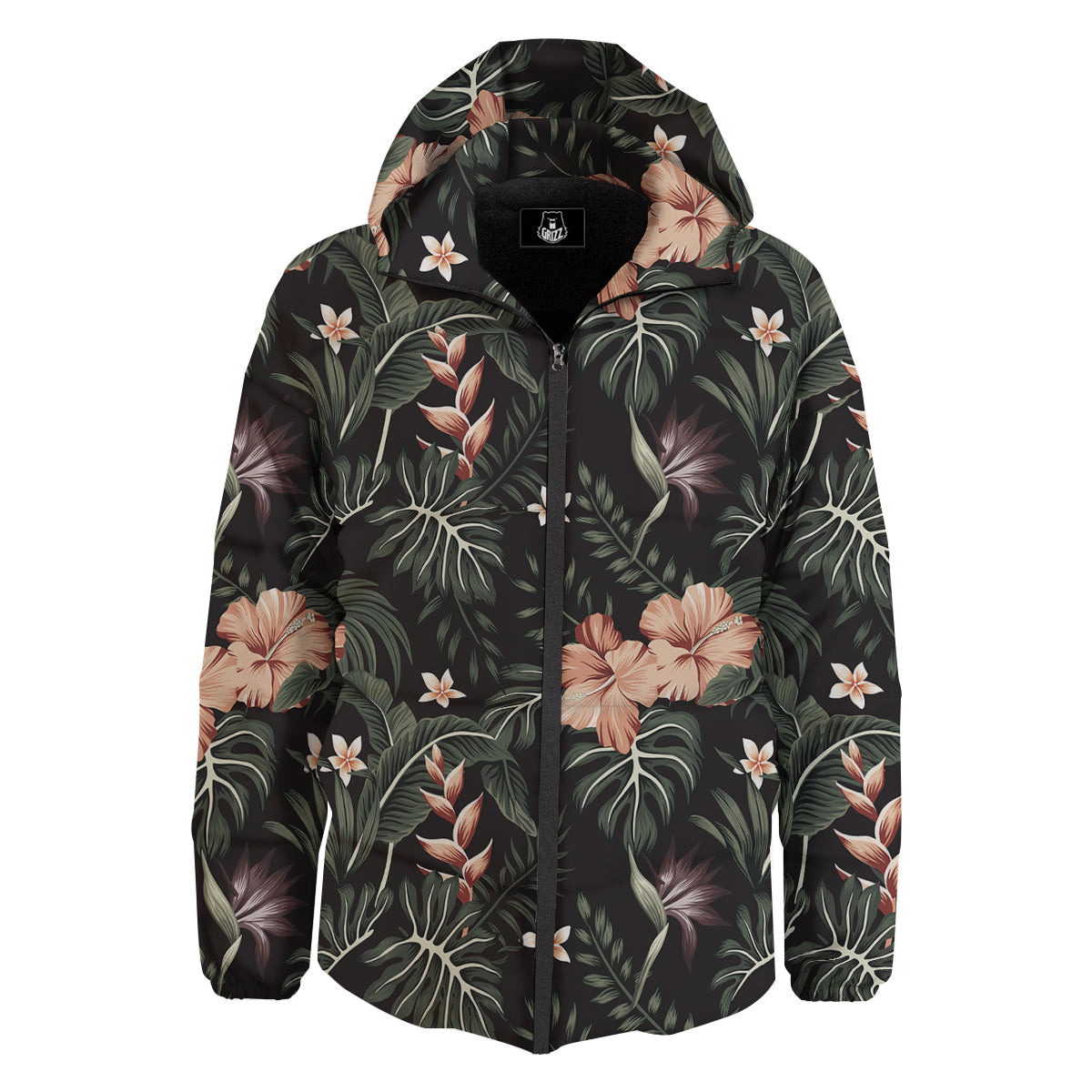 Tropical Watercolor Print Pattern Down Jacket-grizzshop