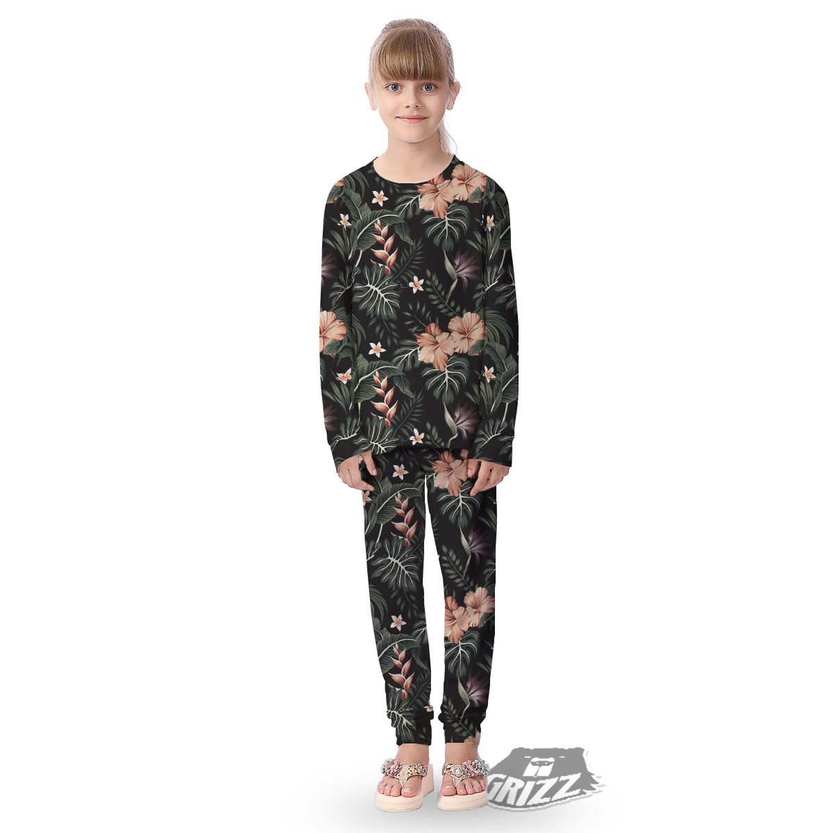 Tropical Watercolor Print Pattern Kid's Pajamas-grizzshop