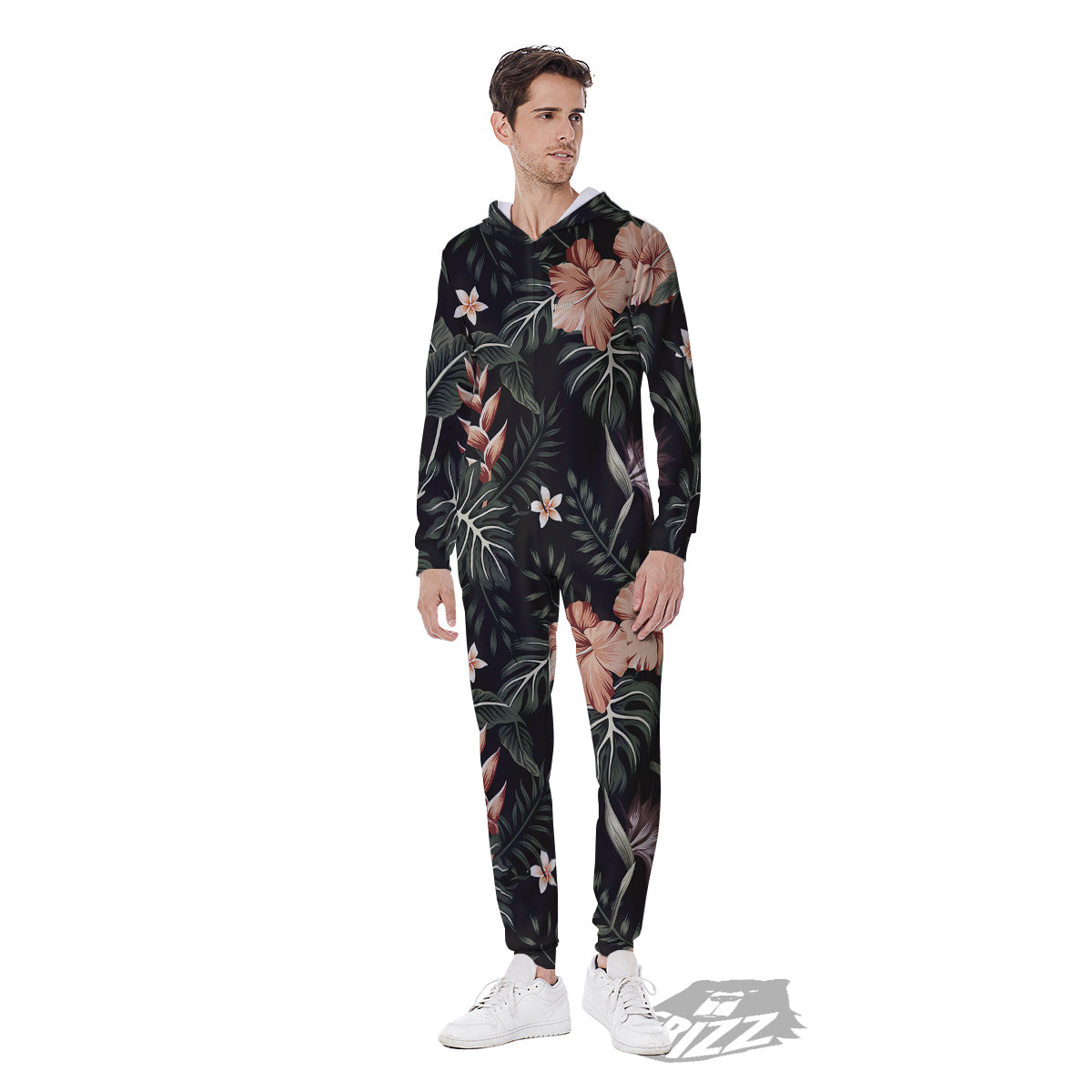 Tropical Watercolor Print Pattern Men's Jumpsuit-grizzshop
