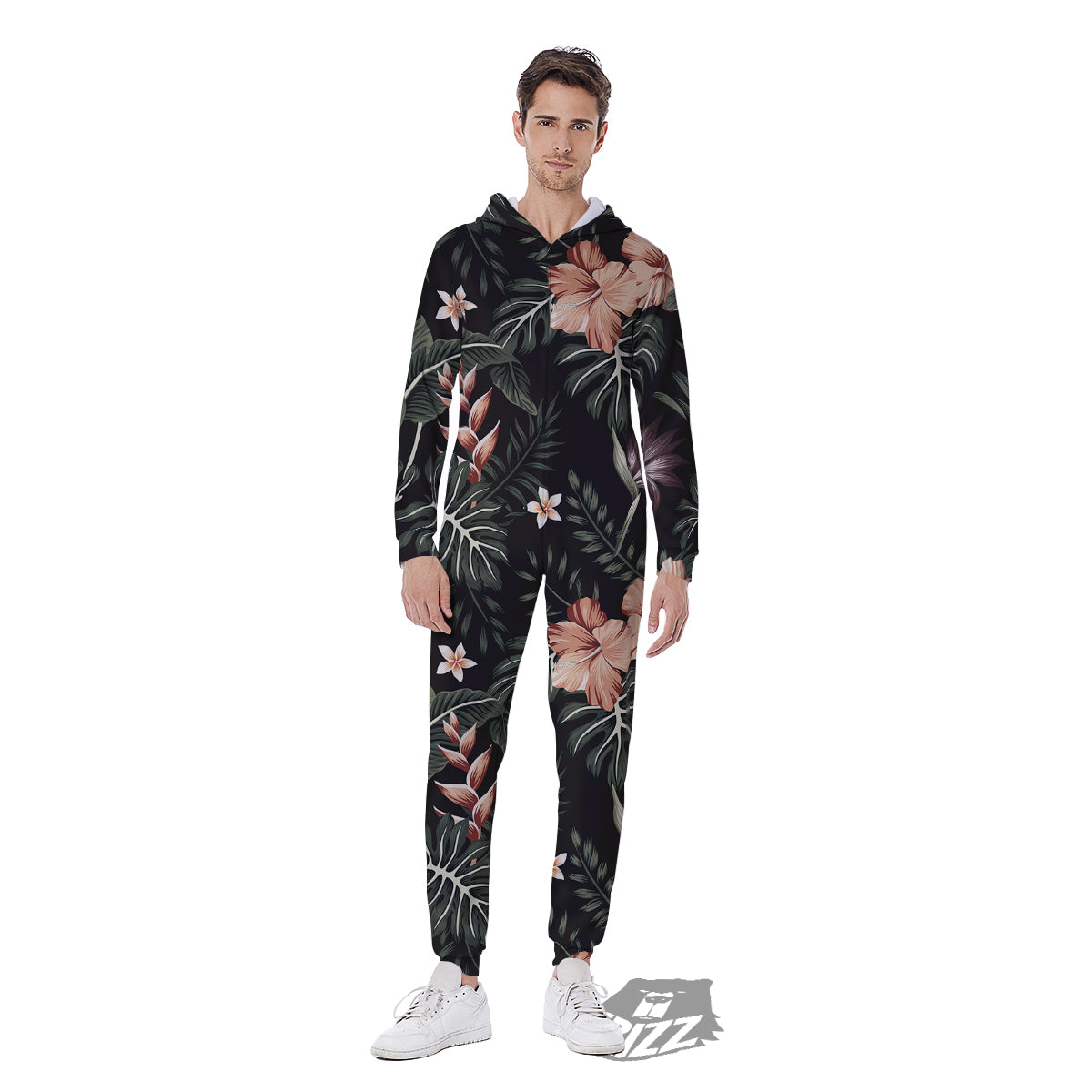 Tropical Watercolor Print Pattern Men's Jumpsuit-grizzshop