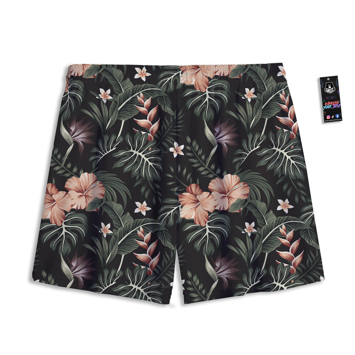 Tropical Watercolor Print Pattern Mesh Shorts-grizzshop