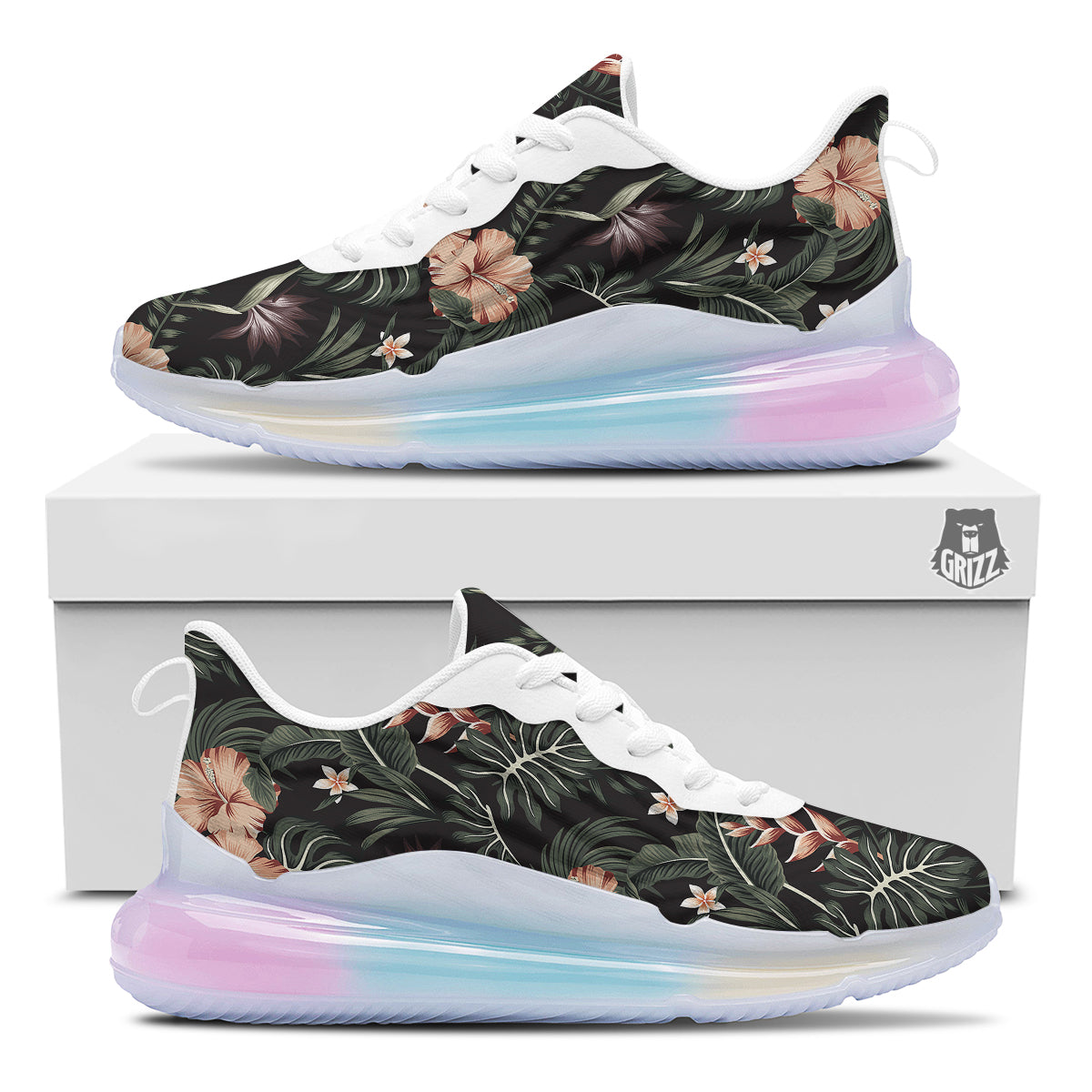 Tropical Watercolor Print Pattern Running Sneakers-grizzshop