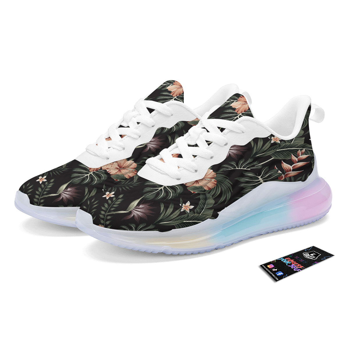 Tropical Watercolor Print Pattern Running Sneakers-grizzshop