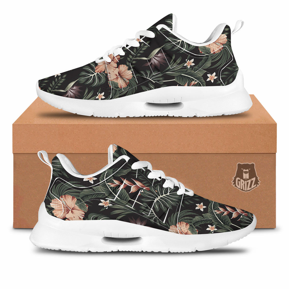 Tropical Watercolor Print Pattern Tennis Shoes-grizzshop