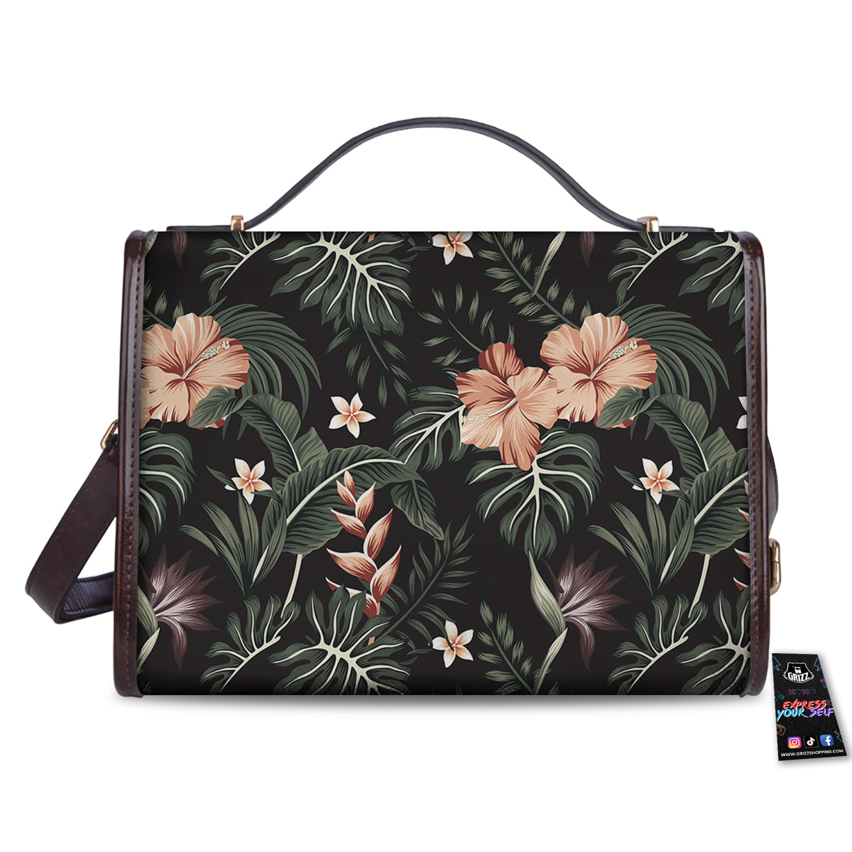 Tropical Watercolor Print Pattern Women's Satchel Bag-grizzshop