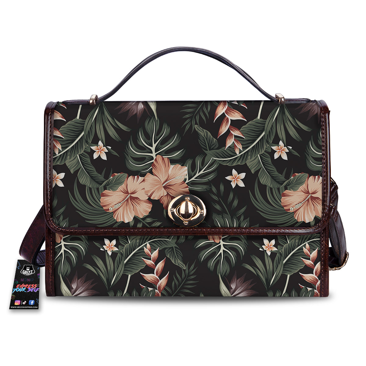 Tropical Watercolor Print Pattern Women's Satchel Bag-grizzshop