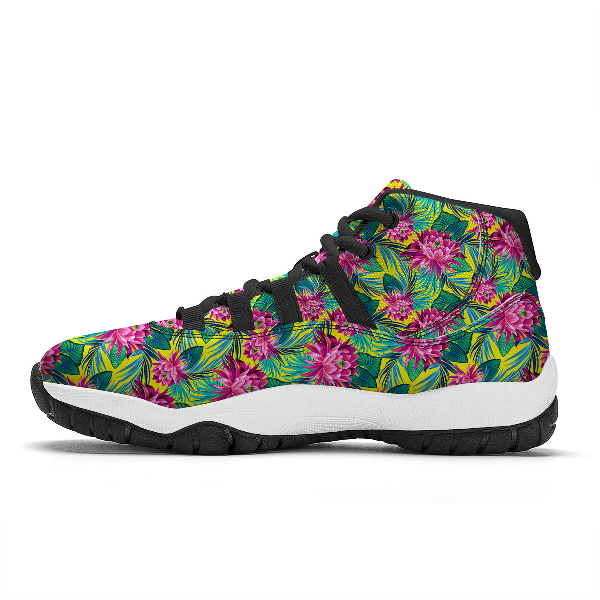 Tropical Waterlily Black Bball Shoes-grizzshop