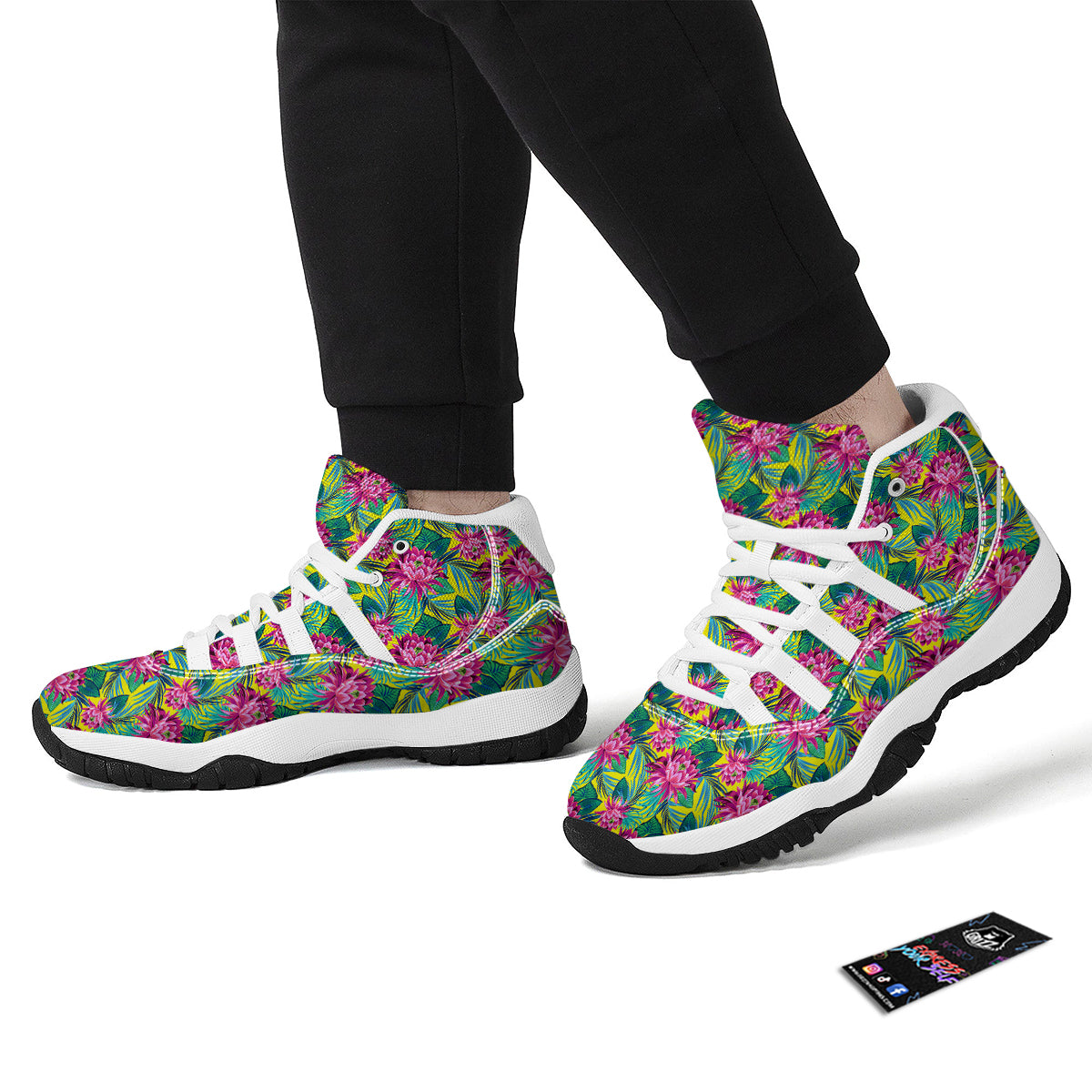 Tropical Waterlily White Bball Shoes-grizzshop