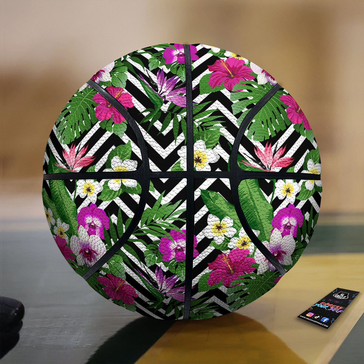 Tropical Zig Zag Print Pattern Basketball-grizzshop