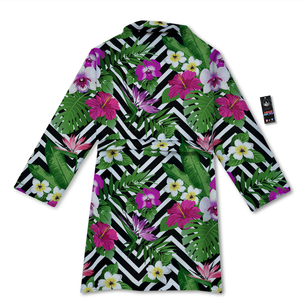 Tropical Zig Zag Print Pattern Bathrobe-grizzshop