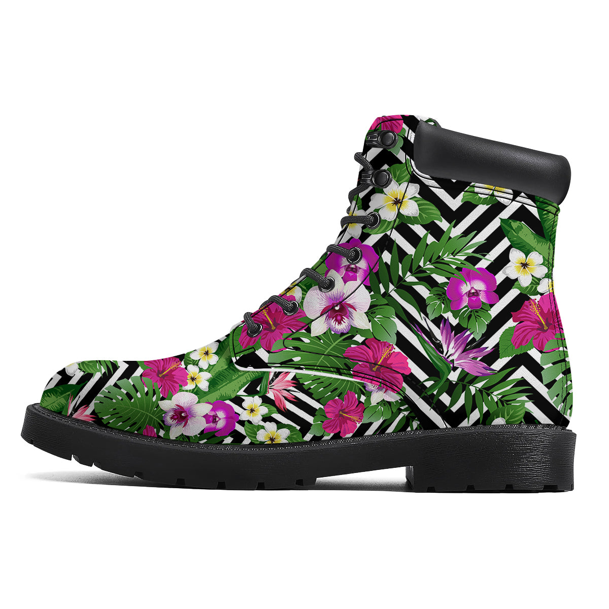 Tropical Zig Zag Print Pattern Boots-grizzshop