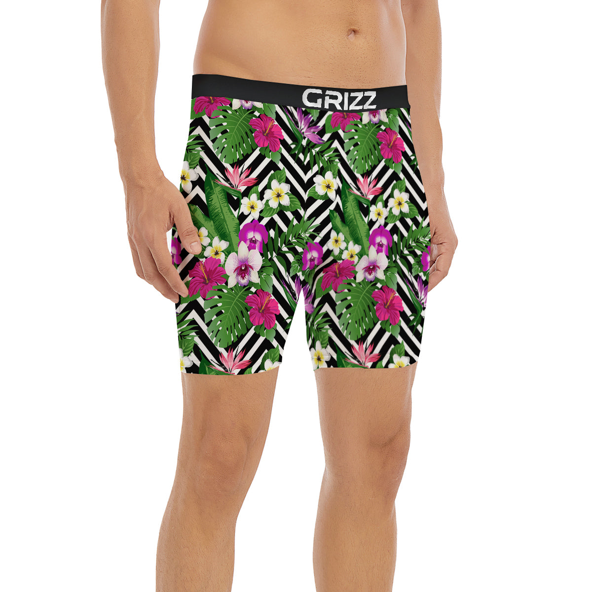 Tropical Zig Zag Print Pattern Boxer Briefs-grizzshop