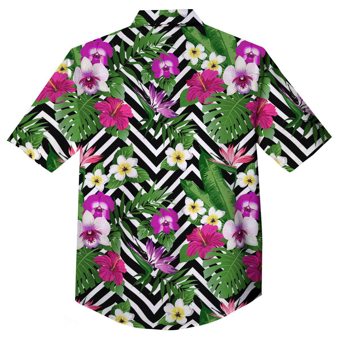 Tropical Zig Zag Print Pattern Button Up Shirt-grizzshop
