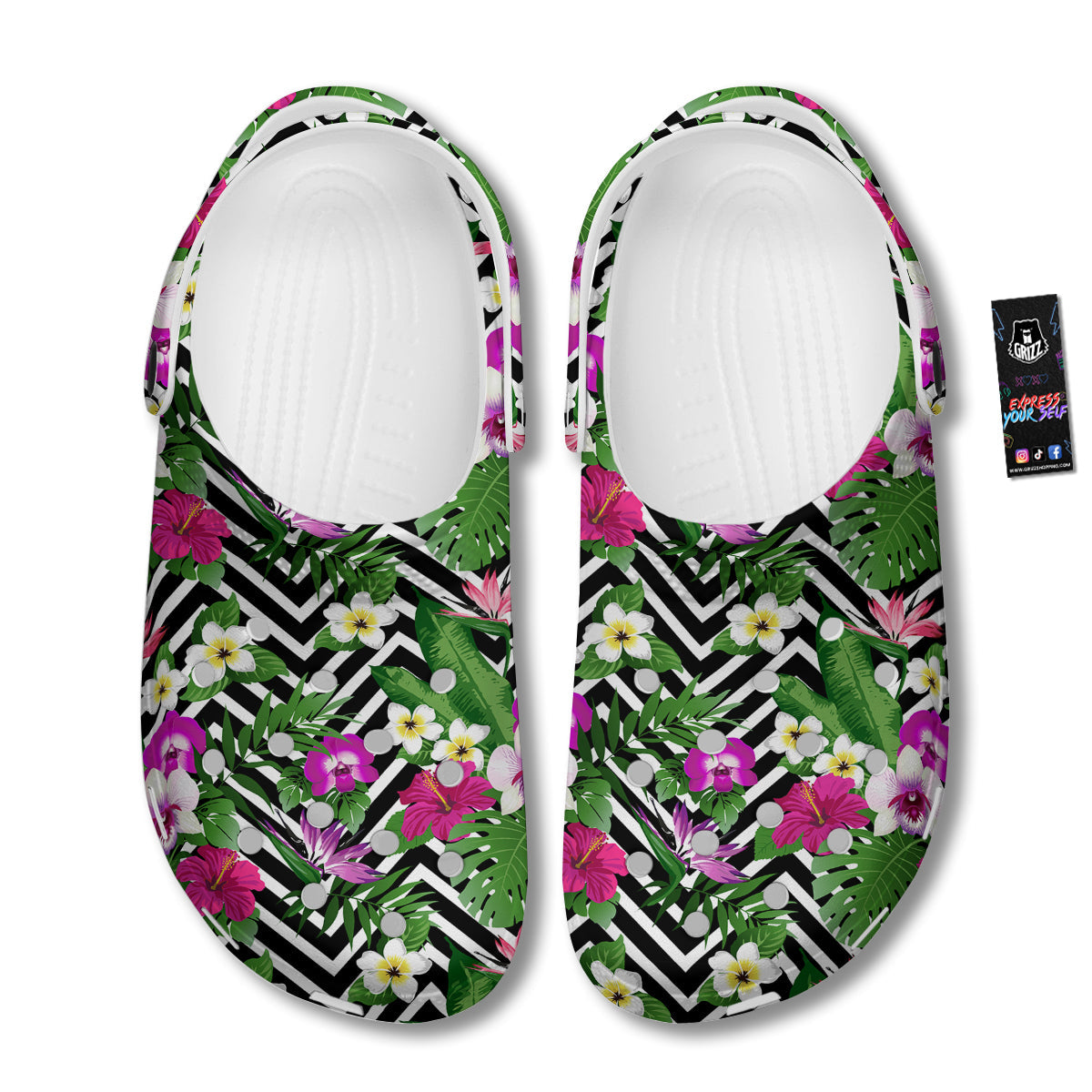 Tropical Zig Zag Print Pattern Clog-grizzshop