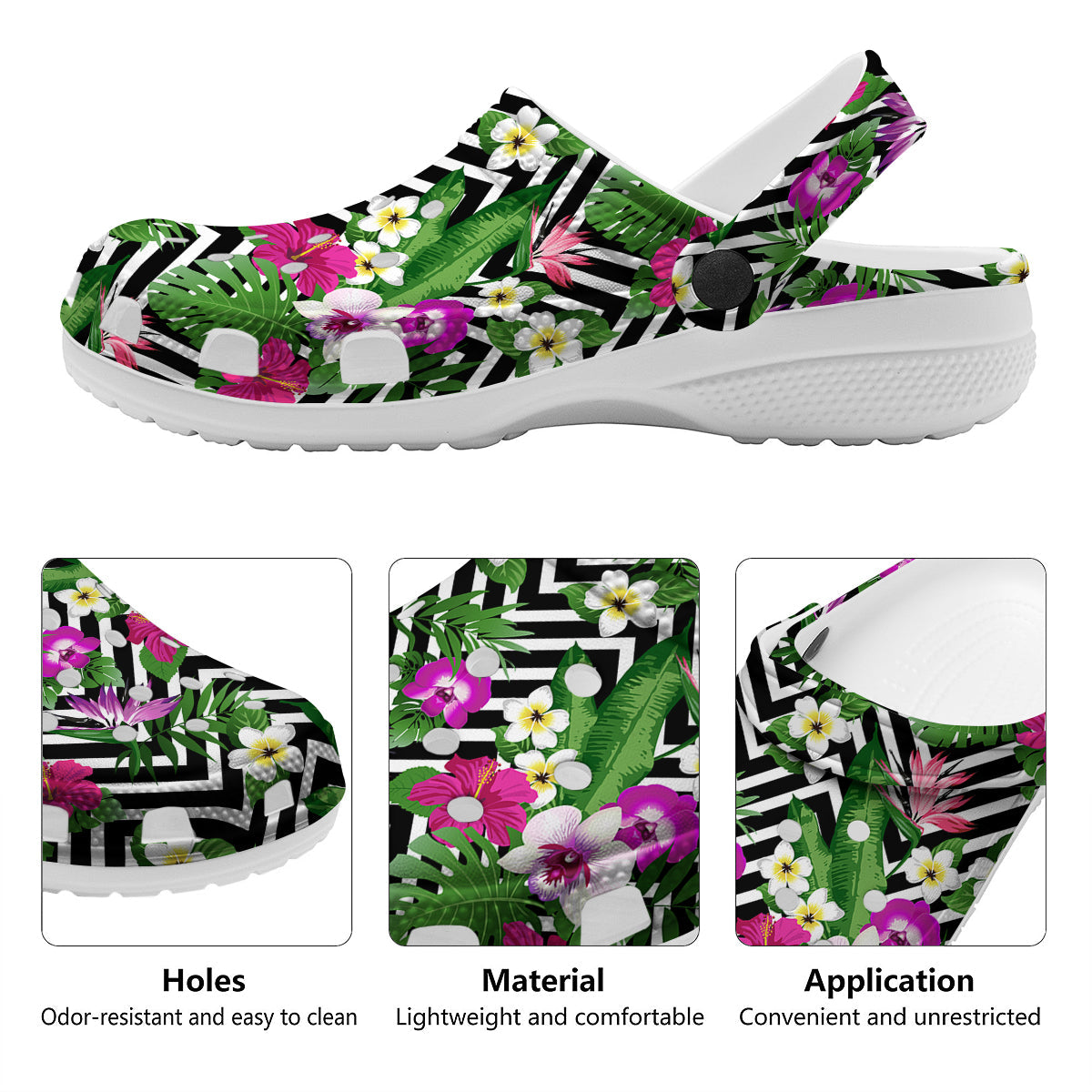 Tropical Zig Zag Print Pattern Clog-grizzshop
