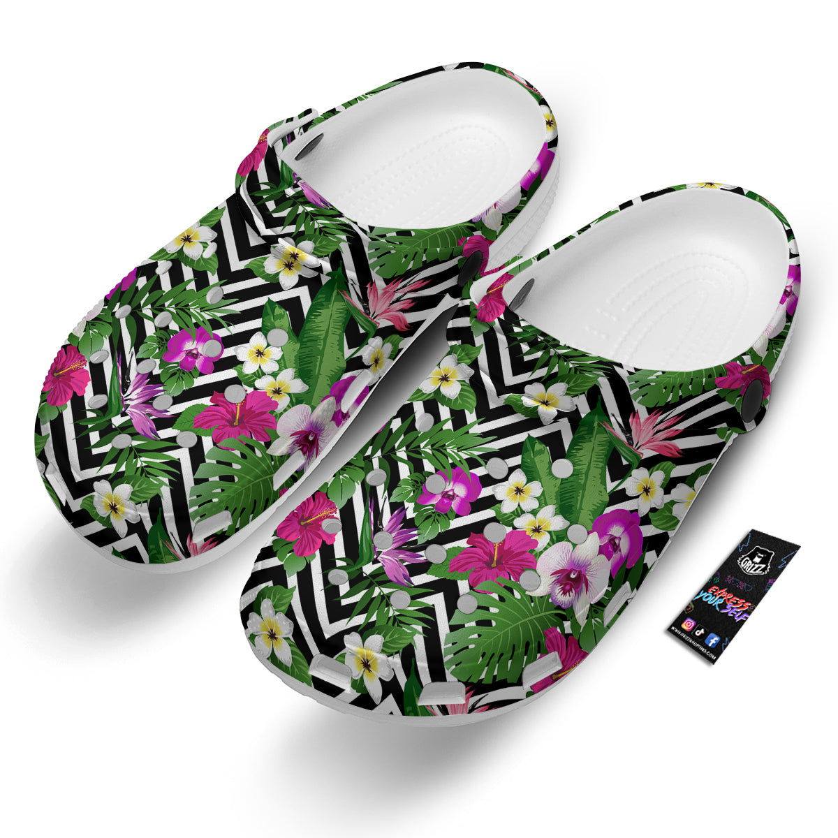 Tropical Zig Zag Print Pattern Clog-grizzshop