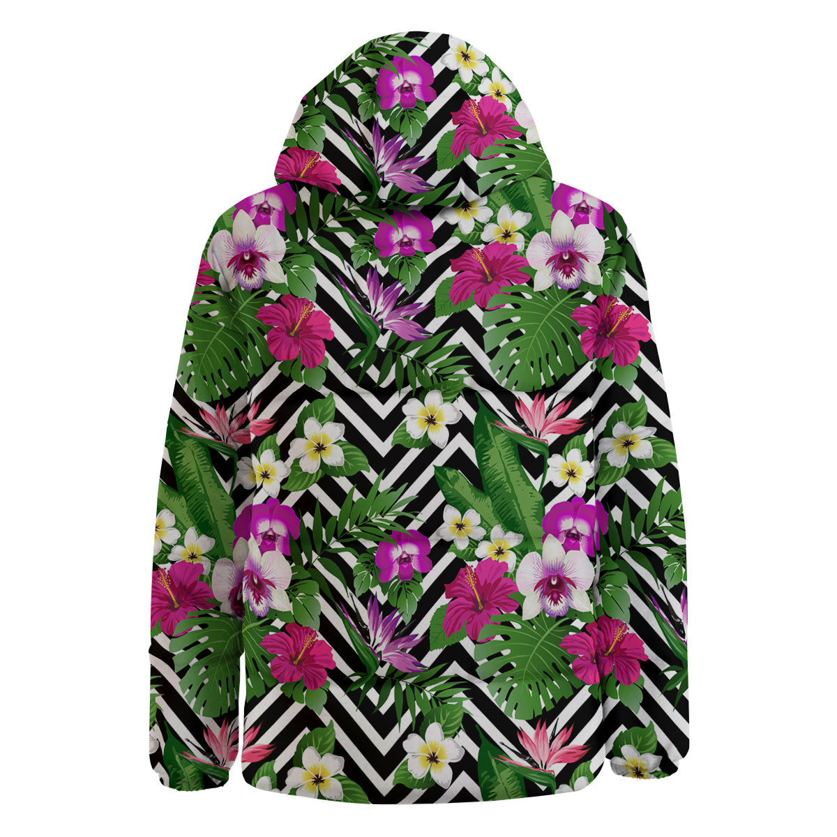 Tropical Zig Zag Print Pattern Down Jacket-grizzshop