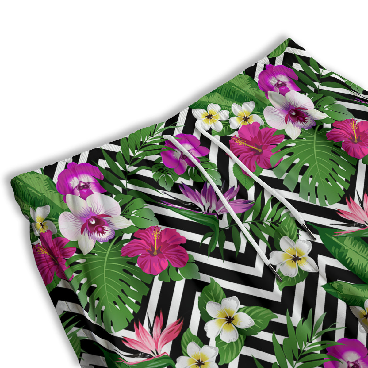 Tropical Zig Zag Print Pattern Men's Athletic Shorts-grizzshop