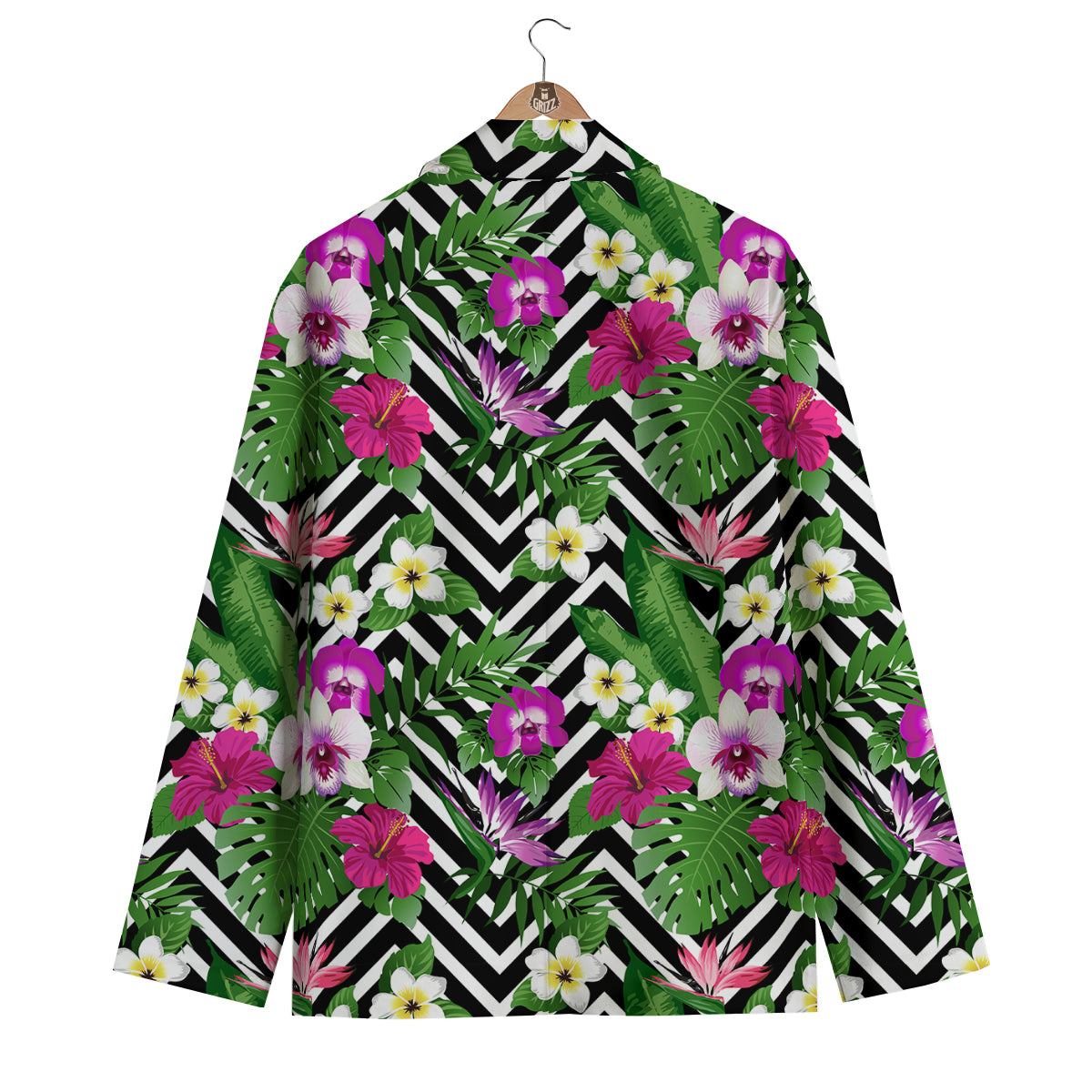 Tropical Zig Zag Print Pattern Men's Blazer-grizzshop