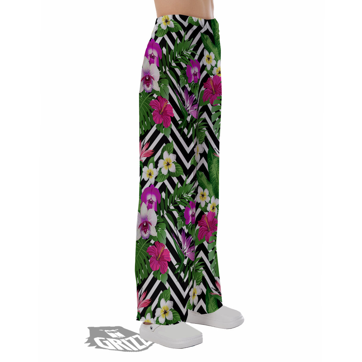 Tropical Zig Zag Print Pattern Pajama Pants-grizzshop