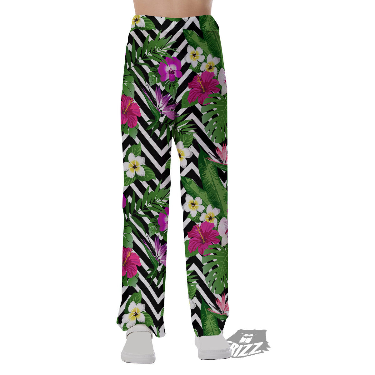 Tropical Zig Zag Print Pattern Pajama Pants-grizzshop