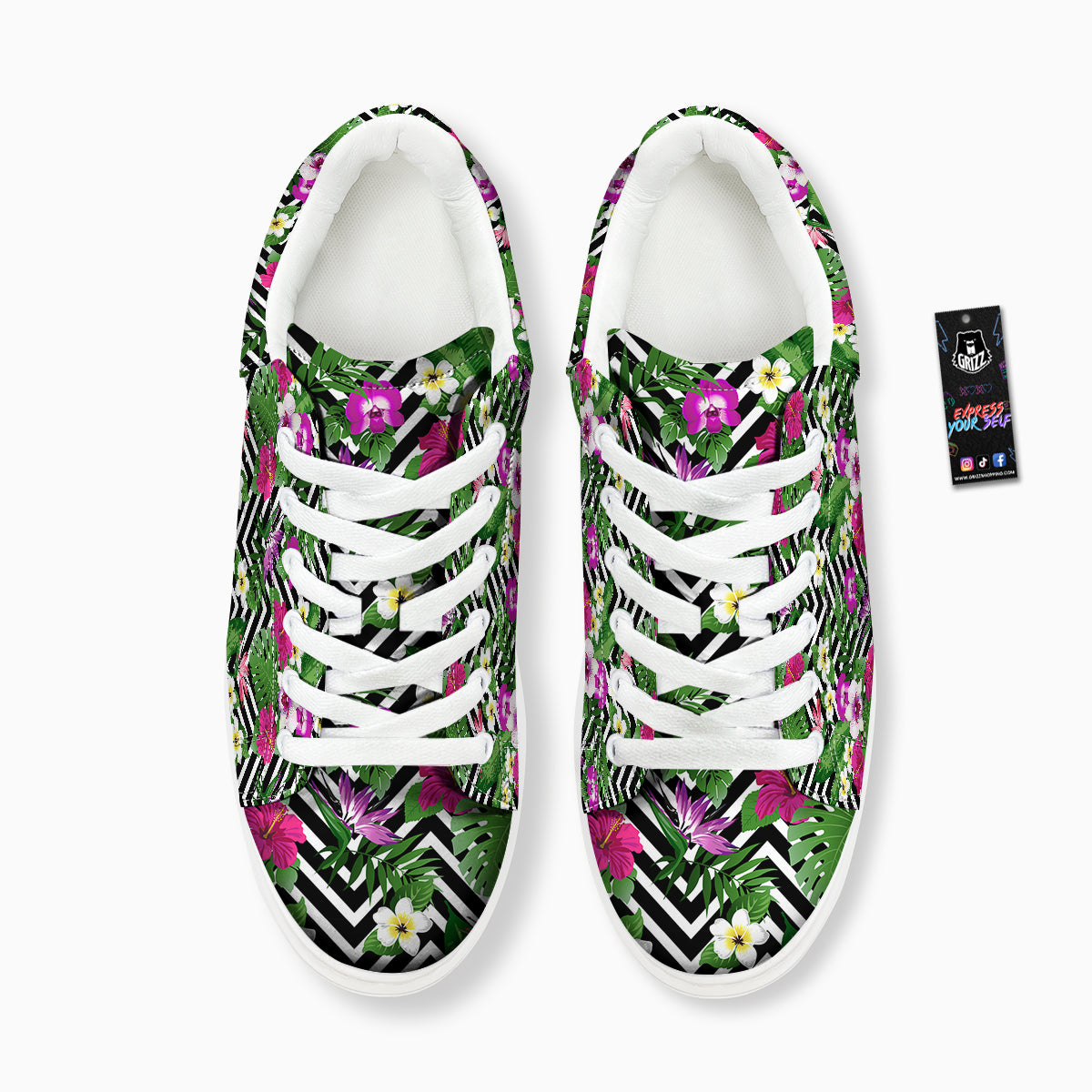 Tropical Zig Zag Print Pattern Platform Shoes-grizzshop
