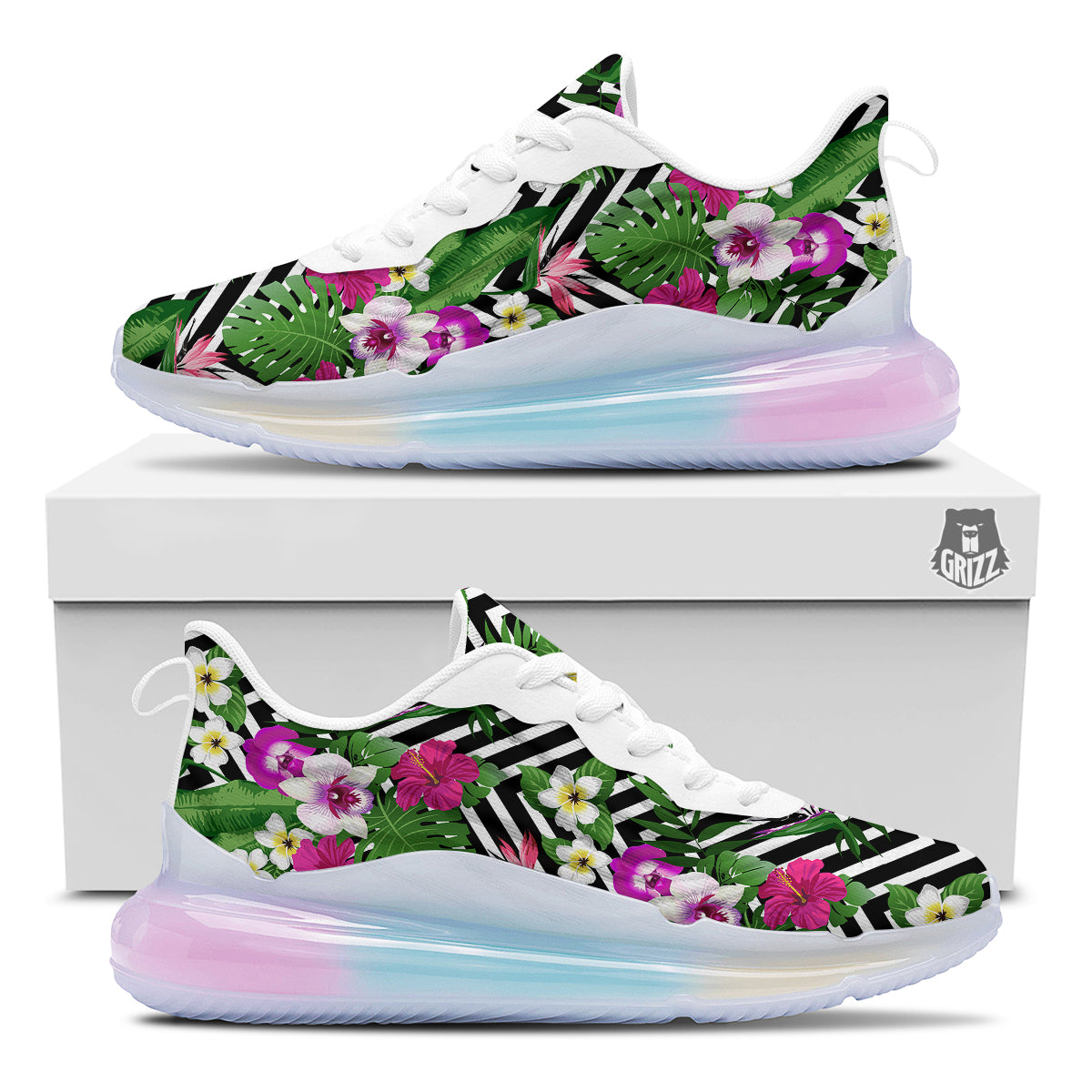 Tropical Zig Zag Print Pattern Running Sneakers-grizzshop