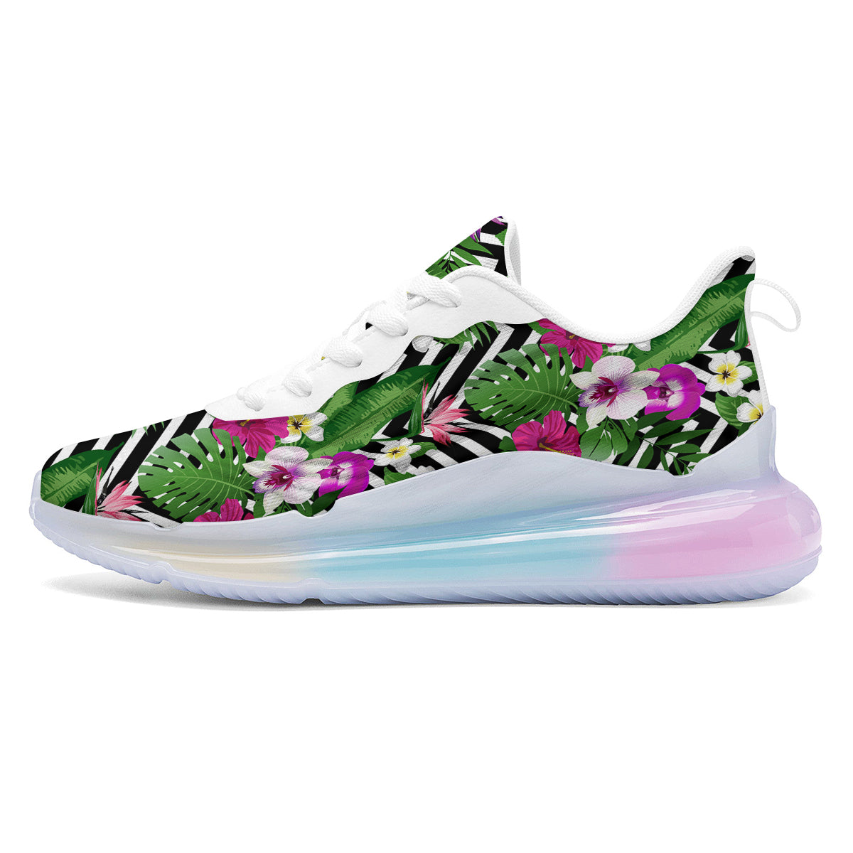 Tropical Zig Zag Print Pattern Running Sneakers-grizzshop
