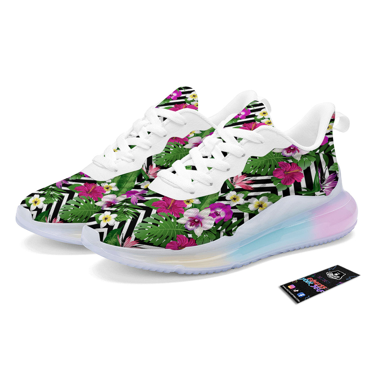 Tropical Zig Zag Print Pattern Running Sneakers-grizzshop