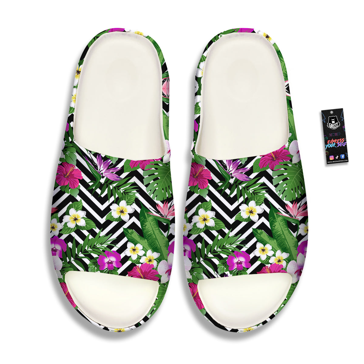 Tropical Zig Zag Print Pattern Sandals-grizzshop