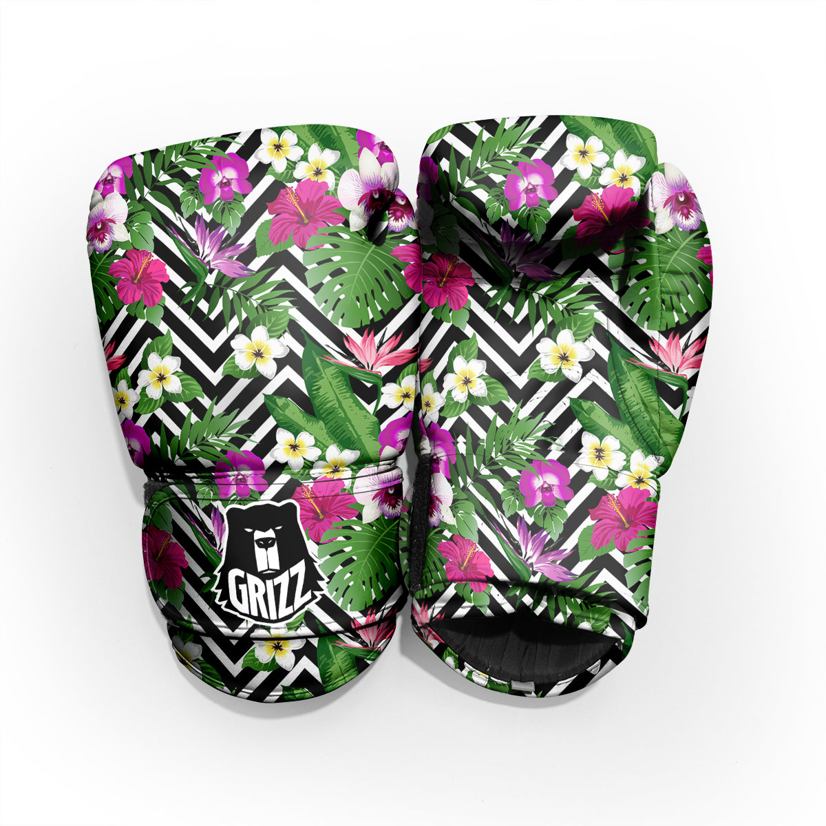 Tropical Zig Zag Print Pattern Sparring Gloves-grizzshop