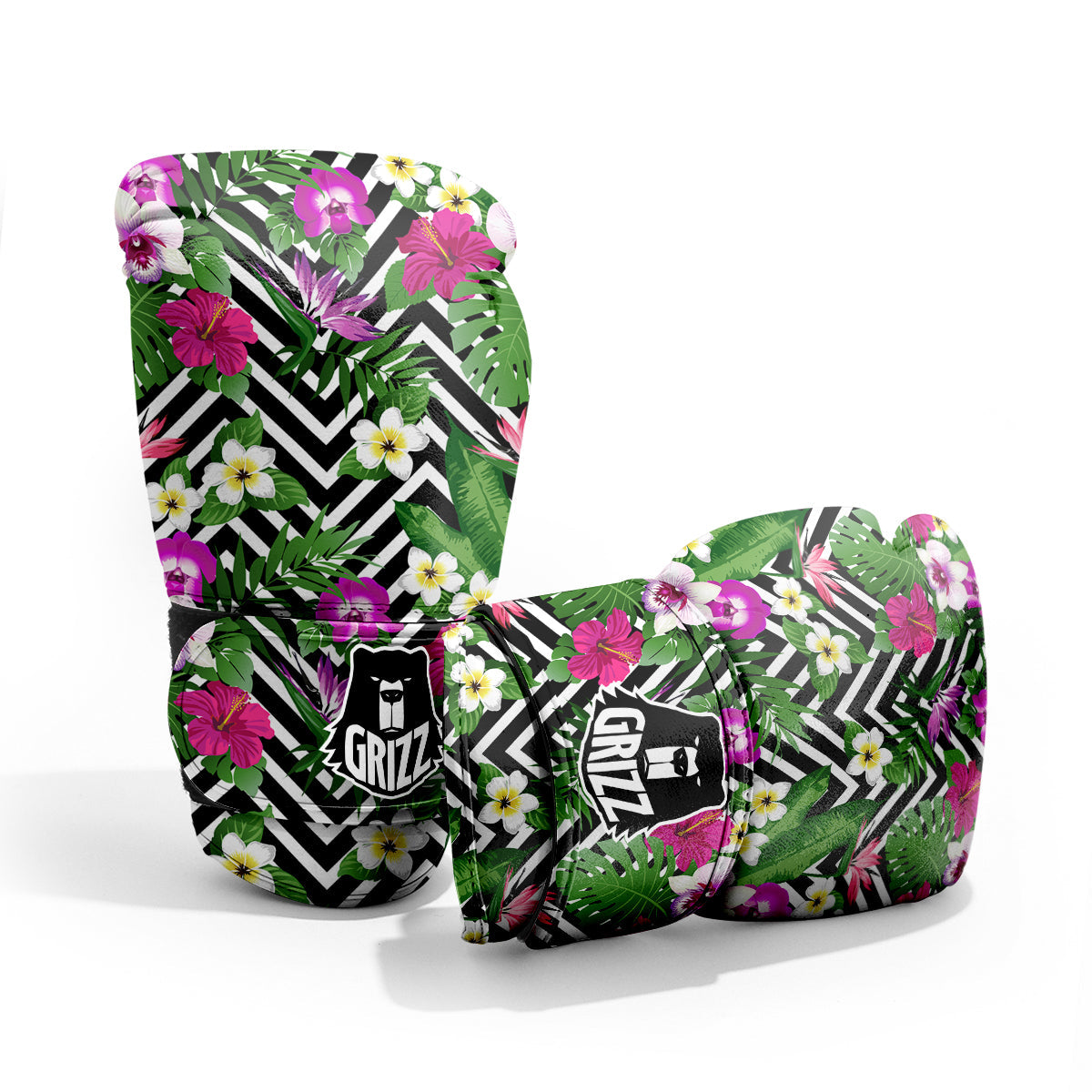 Tropical Zig Zag Print Pattern Sparring Gloves-grizzshop