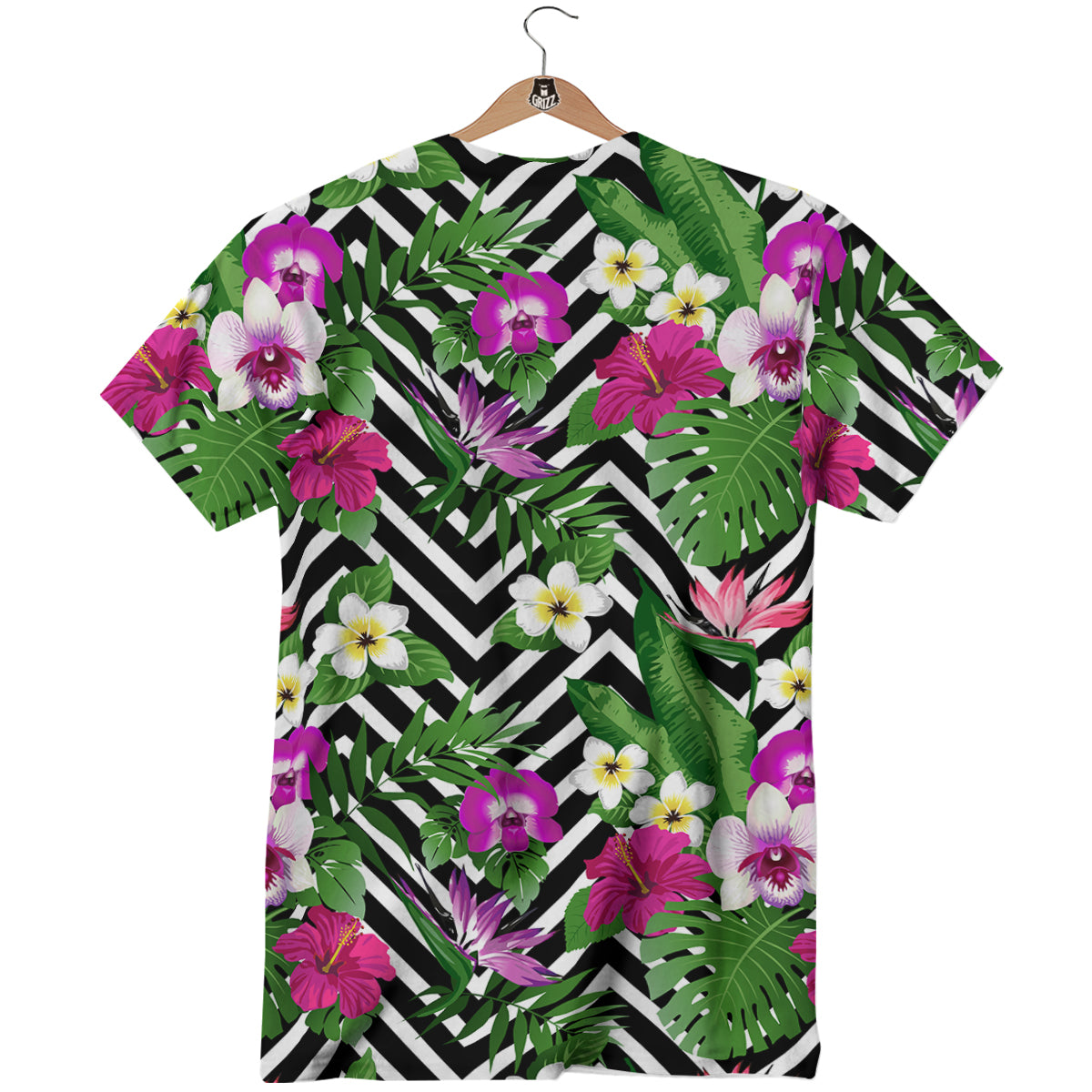 Tropical Zig Zag Print Pattern T-Shirt-grizzshop