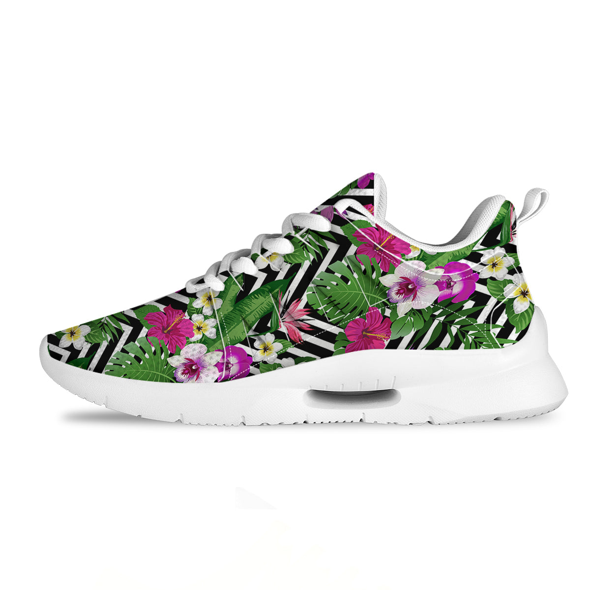 Tropical Zig Zag Print Pattern Tennis Shoes-grizzshop