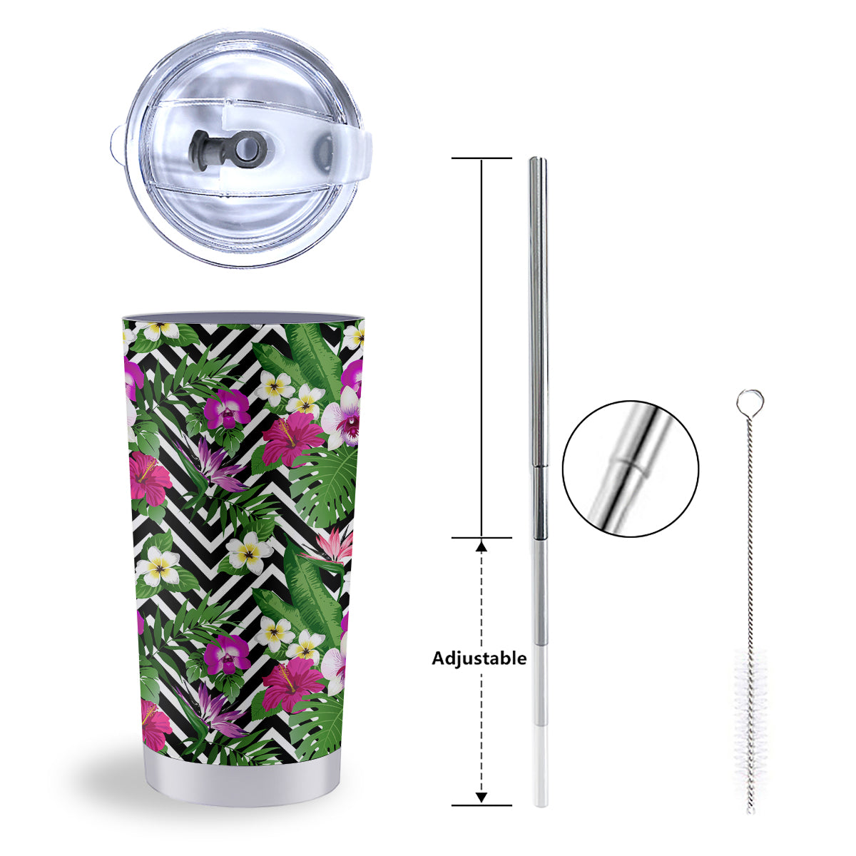 Tropical Zig Zag Print Pattern Tumbler-grizzshop