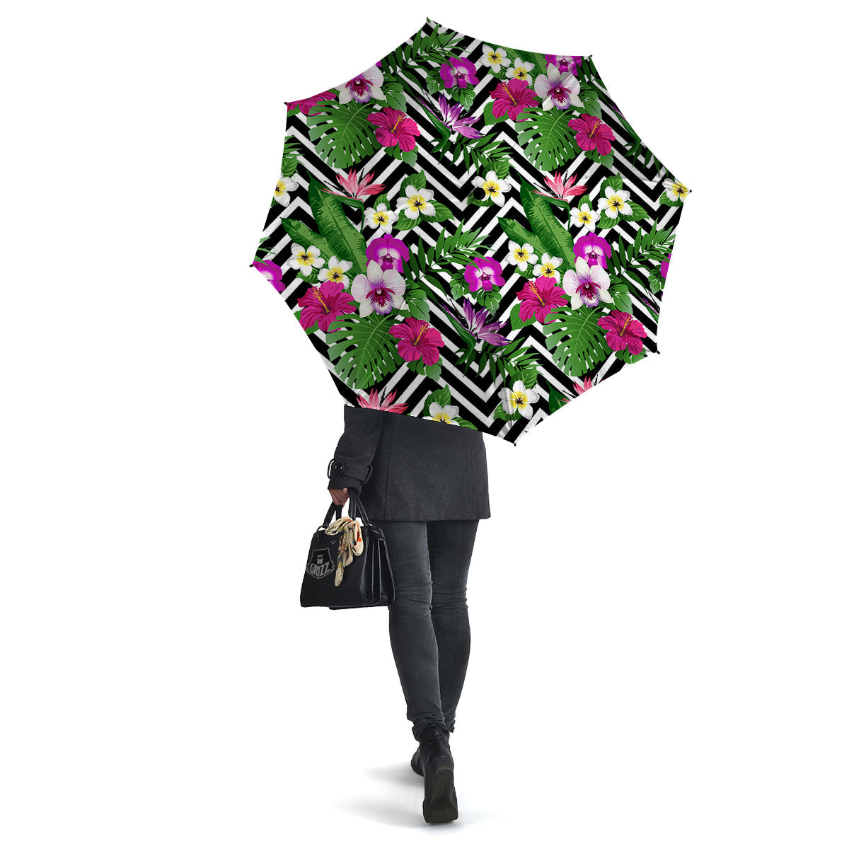 Tropical Zig Zag Print Pattern Umbrella-grizzshop