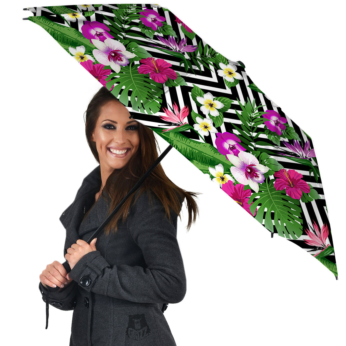 Tropical Zig Zag Print Pattern Umbrella-grizzshop