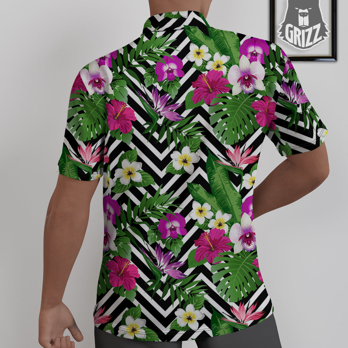 Tropical Zig Zag Print Pattern Untucked Shirts-grizzshop