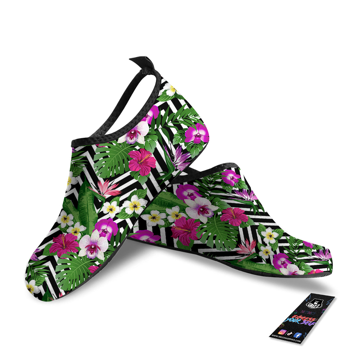 Tropical Zig Zag Print Pattern Water Shoes-grizzshop