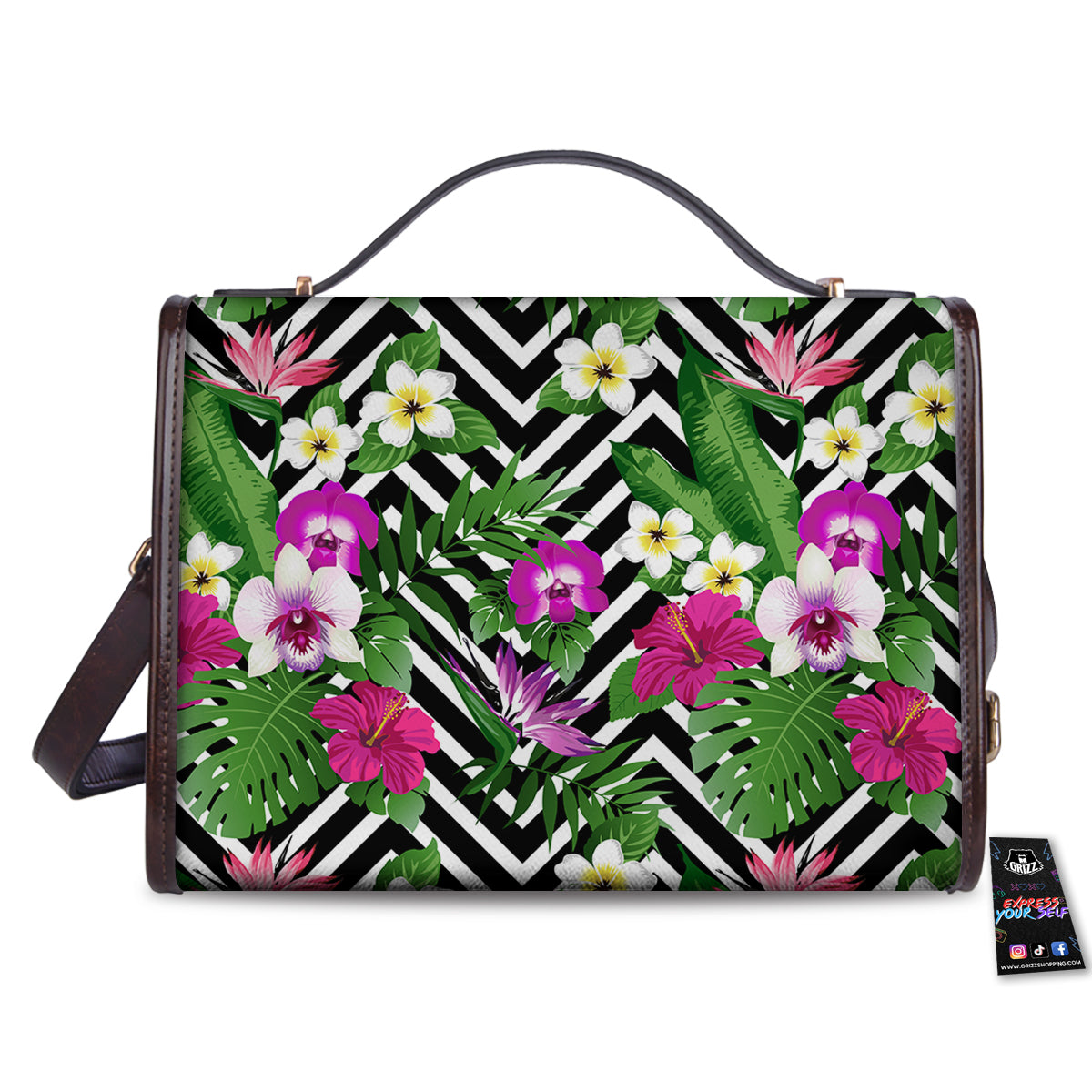 Tropical Zig Zag Print Pattern Women's Satchel Bag-grizzshop