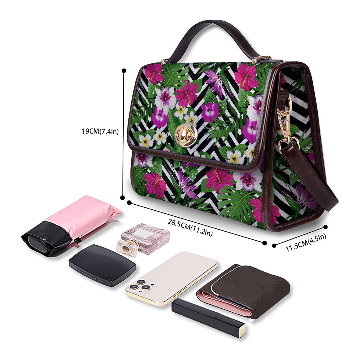 Tropical Zig Zag Print Pattern Women's Satchel Bag-grizzshop