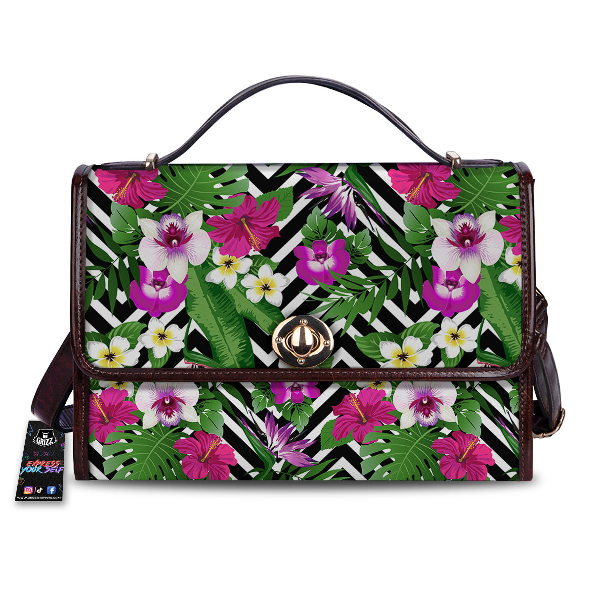 Tropical Zig Zag Print Pattern Women's Satchel Bag-grizzshop